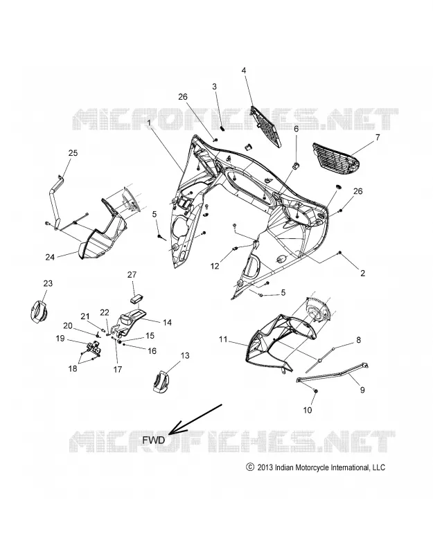 FAIRING ASM 3 - N15TCAAA/TRAAA ALL OPTIONS (49INDIANFAIRING143)