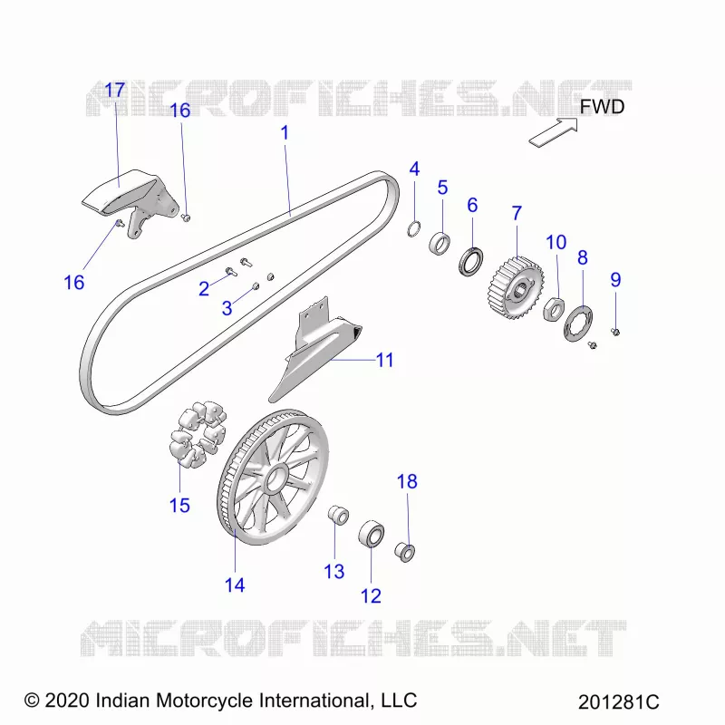 TREN, DRIVE SPROCKET, BELT AND GUARD