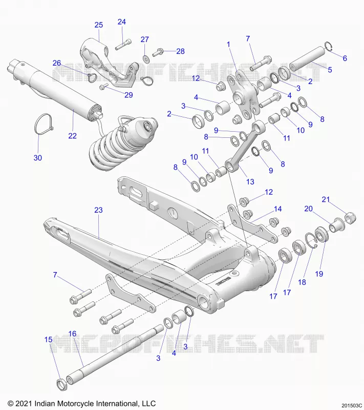 SUSPENSION TRASERA ASM., SWING ARM AND SHOCK (E-PRELOAD)